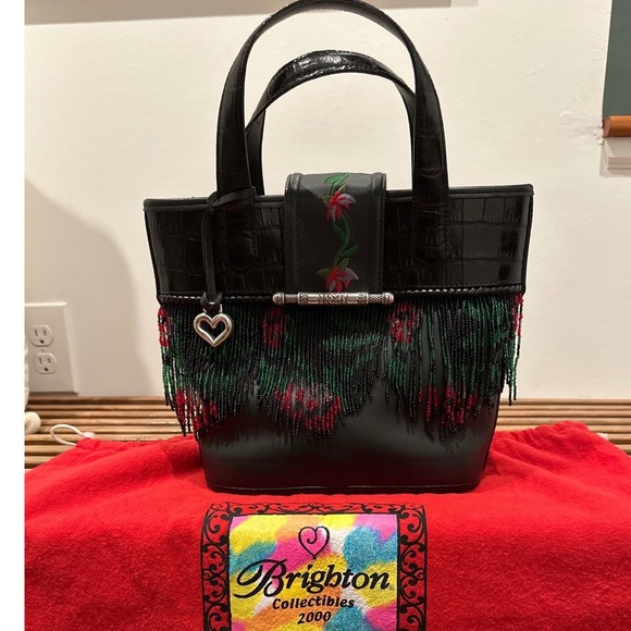 Brighton Collectibles 2000 Limited Edition 495 of 500 Black Beaded Floral Purse - Picture 2 of 6